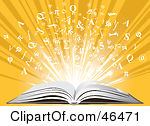 46471-Royalty-Free-RF-Clipart-Illustration-Of-Knowledge-Bursting-From-An-Open-Book-On-A-Yellow-Background
